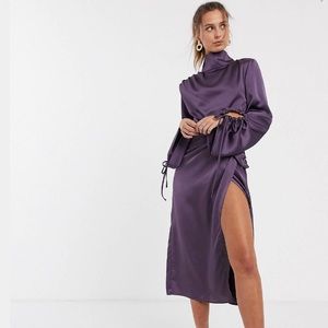 ASOS high-neck satin drape dress